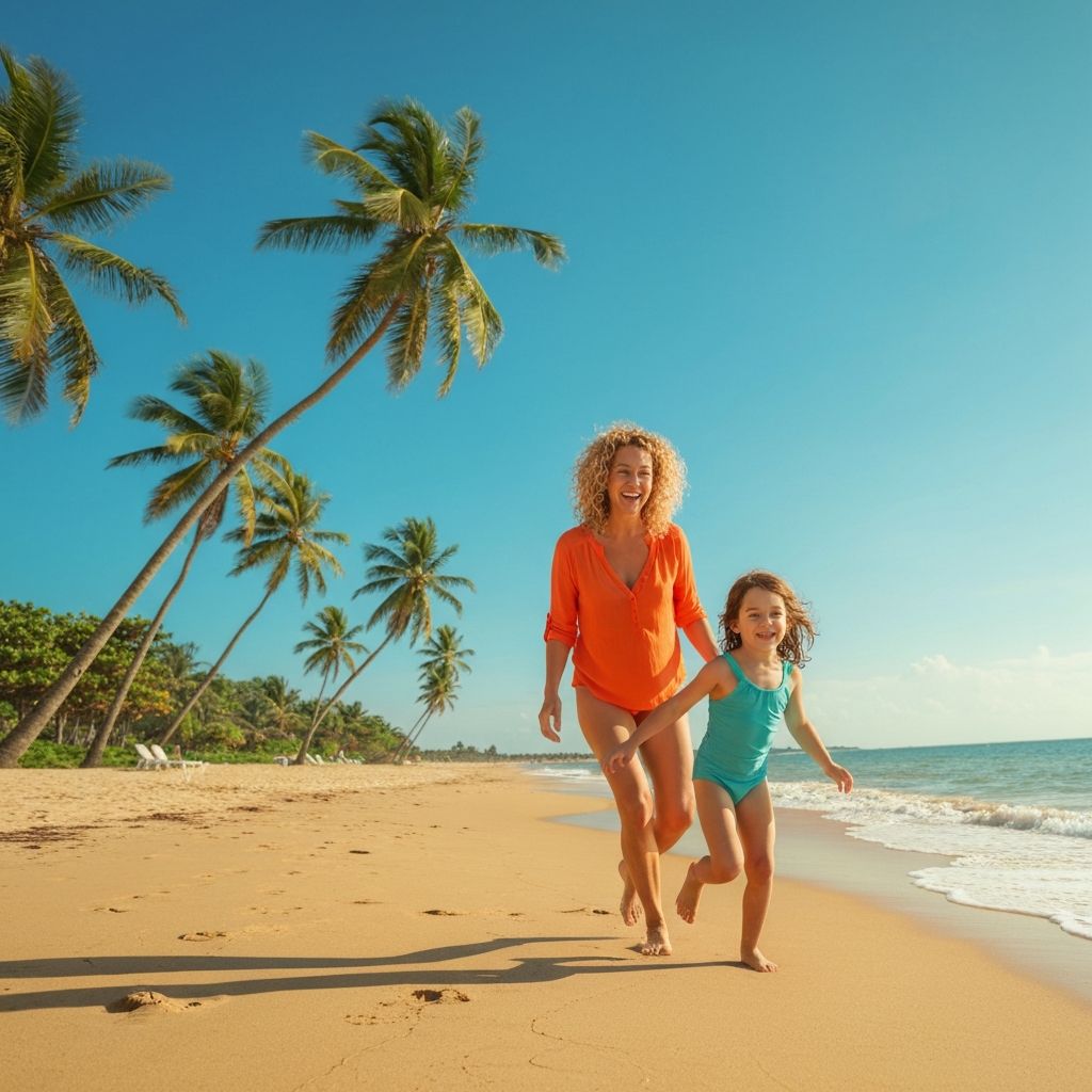 Família feliz na praia