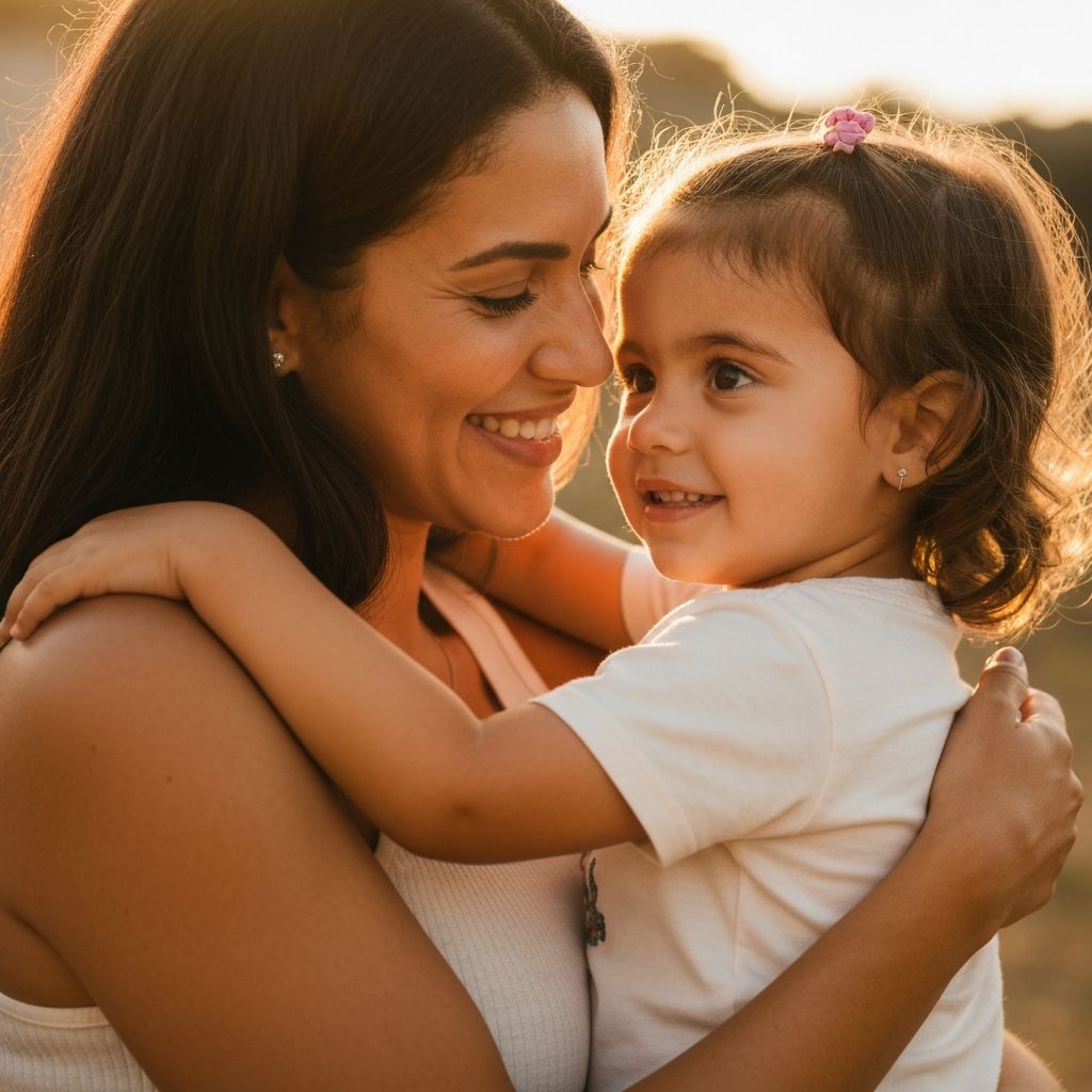 Mãe e filha felizes